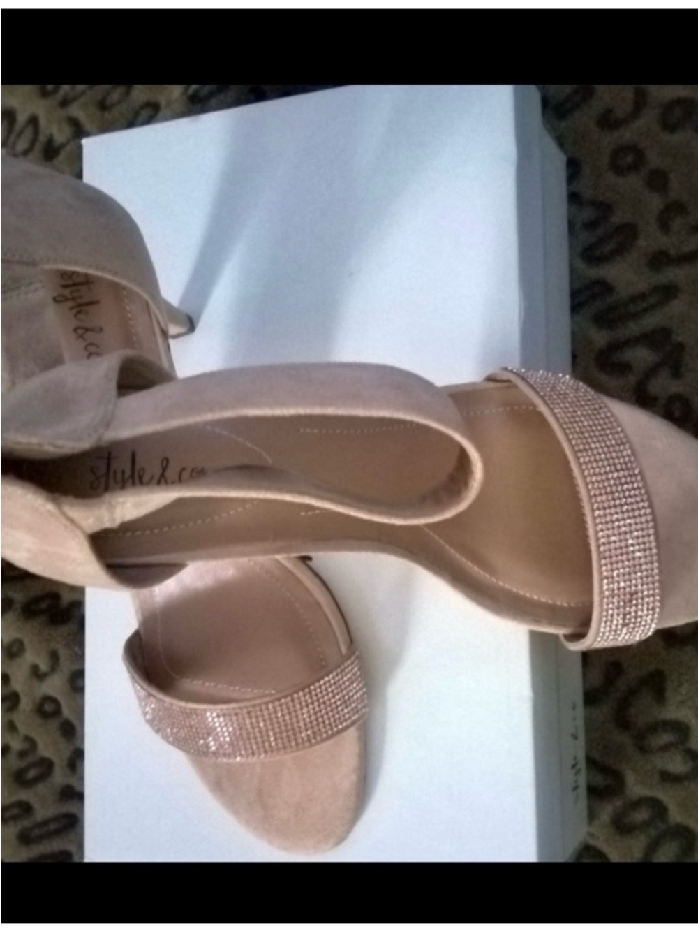 New ~ Style & Co. Women's Blush Nude Heels with Rhinestone Strap ~ Size 10M